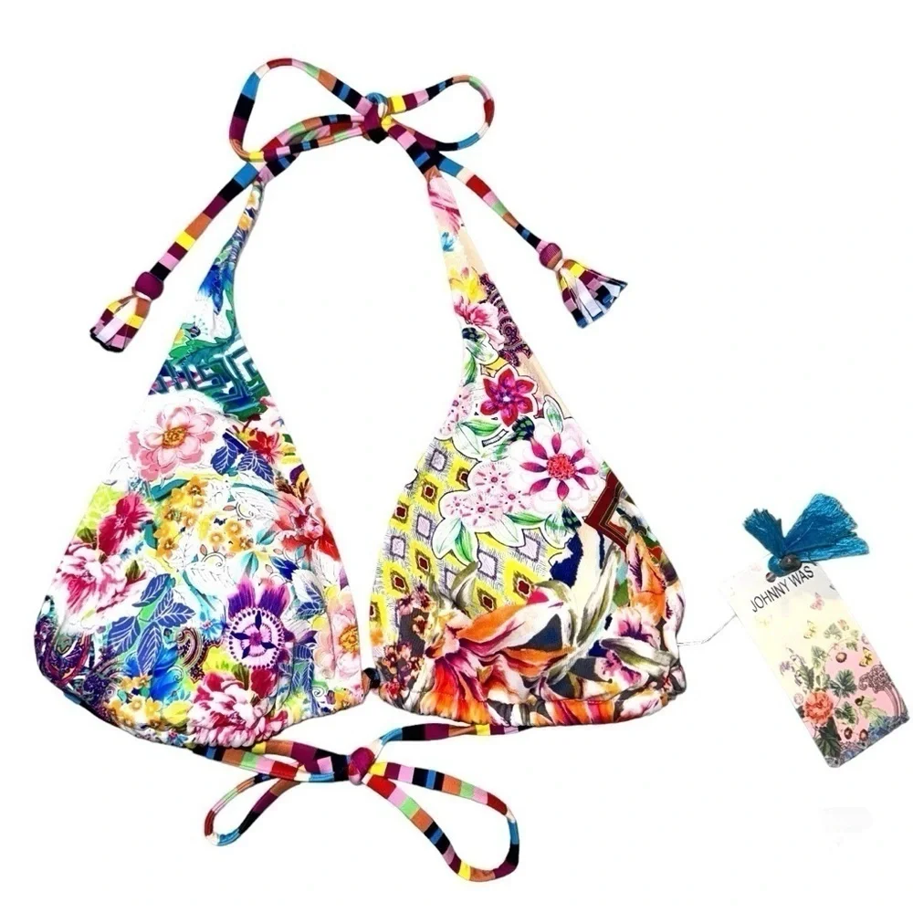 NEW Johnny Was Locita Triangle Bikini Swim Top  Size Small  MSRP $98‎